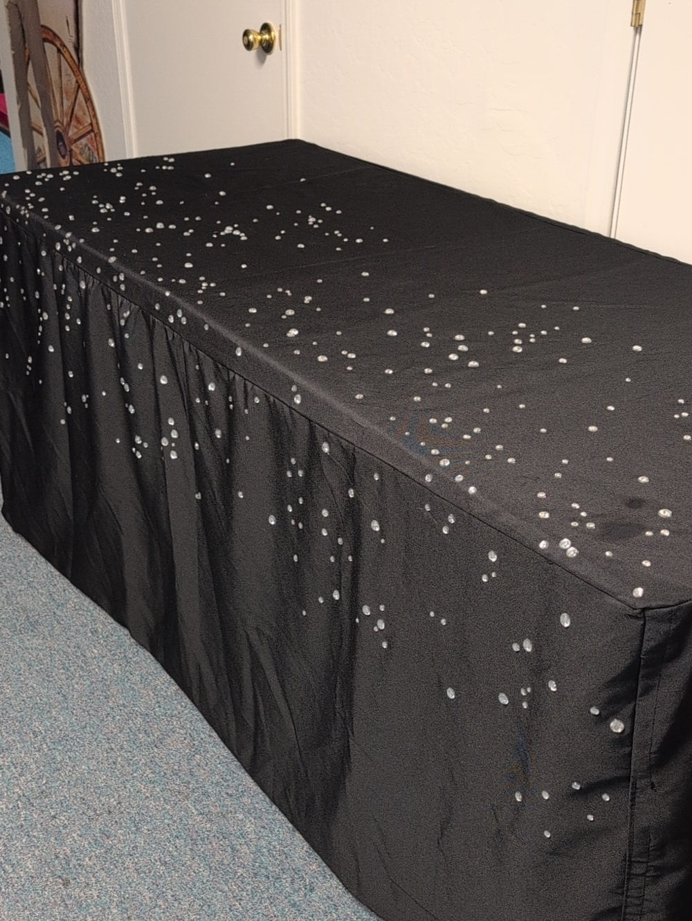 Black Sequin Tablecloth - Sparkling Silver Dots